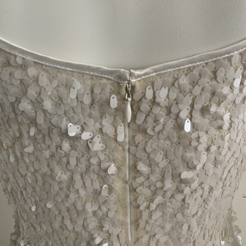 White House Black Market Ivory Sequin Body-con Dress 00 - Picture 9 of 11
